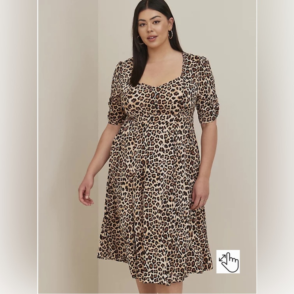 NEW TORRID Sweetheart Skater Dress - Poplin Leopard SIZE 3